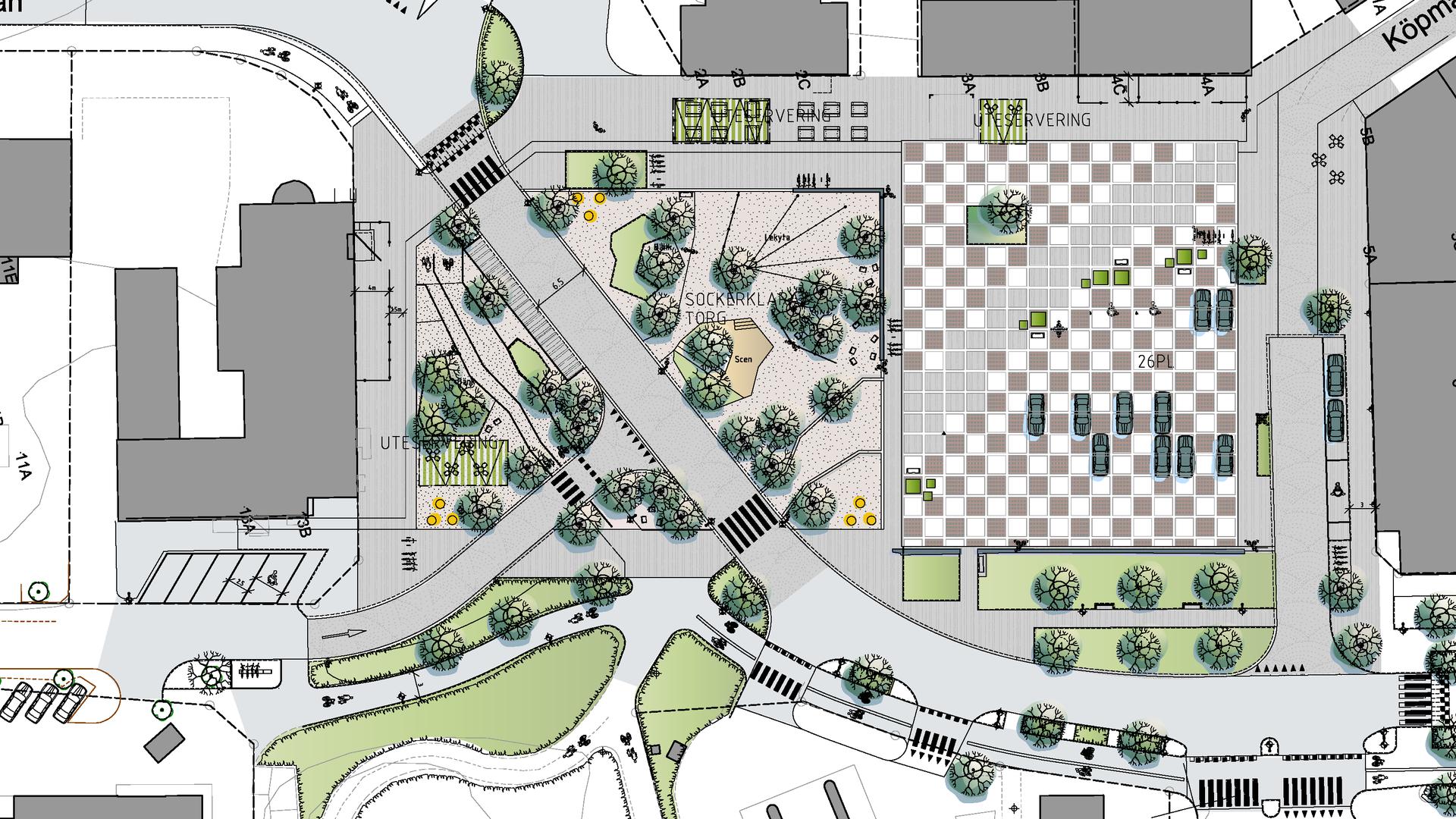 skiss/karta över torget