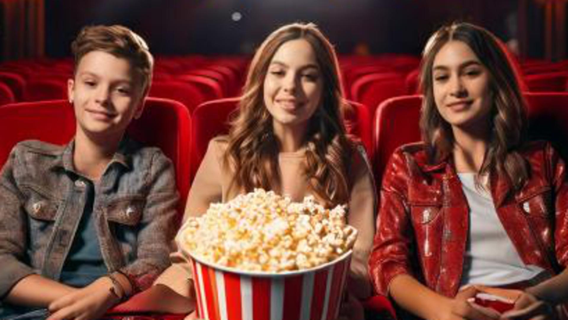 tre ungdomar på bio
