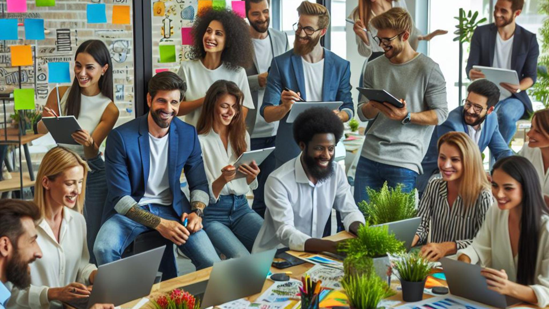 många personer som jobbar tillsammans