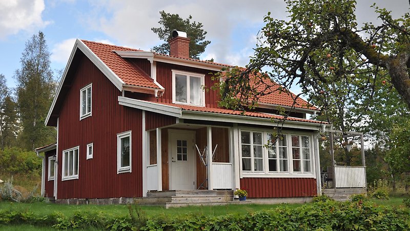 Röd stuga harabygget