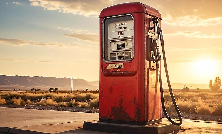 en gammaldagsbensinpump